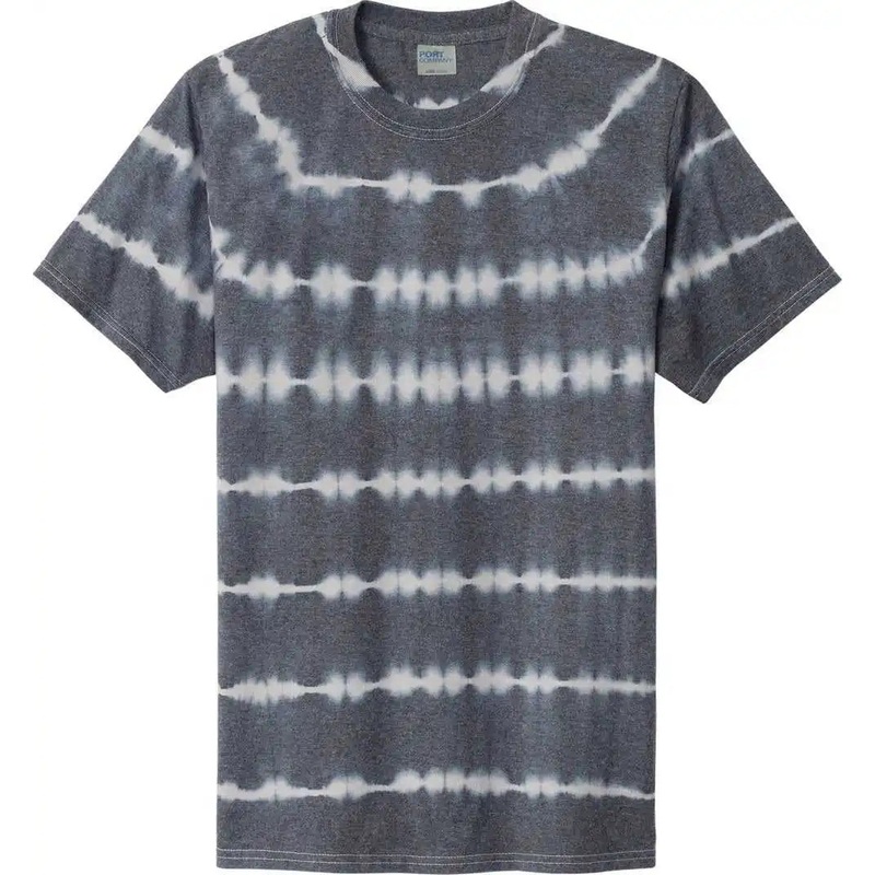 Port & Company PC142 Allover Stripe Tie-Dye Tee – Grph/LtGry