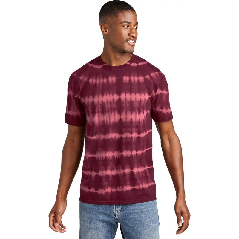 Port & Company PC142 Allover Stripe Tie-Dye Tee – Merlt/Burg