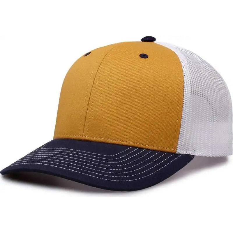 The Game GB452E Everyday Trucker Cap – Mustard Navy White