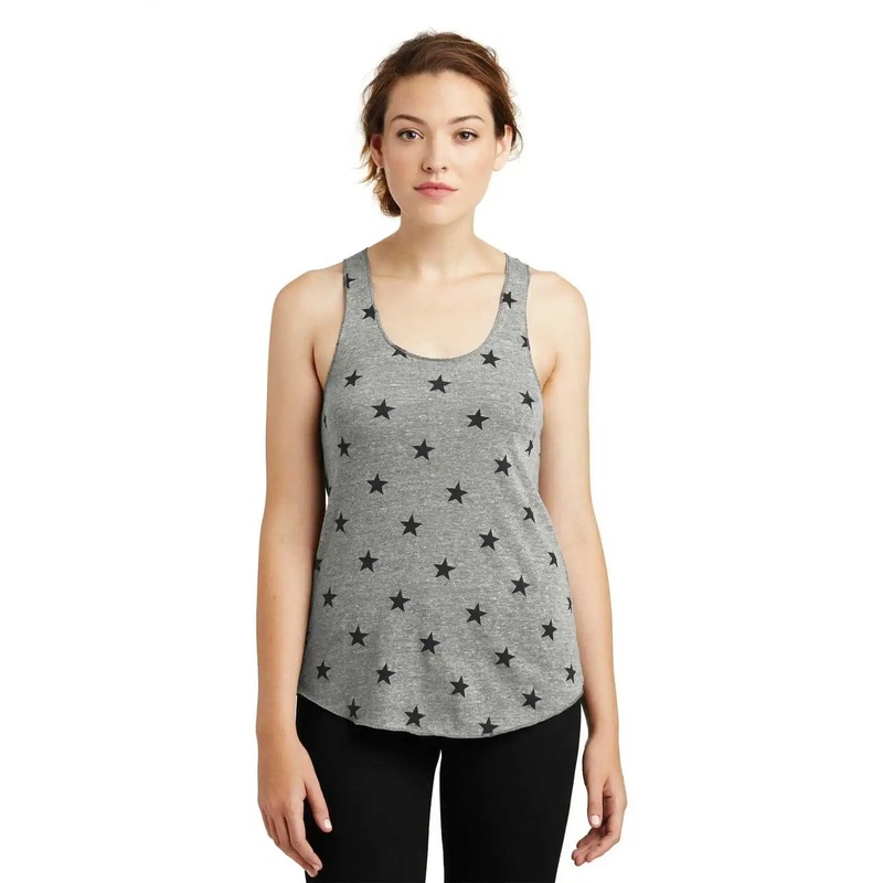 Alternative AA1927 Discontinued Women’s Meegs Eco-Jersey Racer Tank – Eco Gray Stars