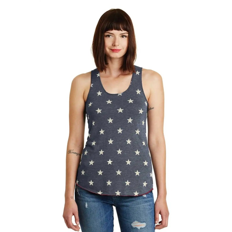 Alternative AA1927 Discontinued Women’s Meegs Eco-Jersey Racer Tank – Stars