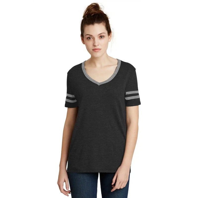 Alternative AA5058  Women’s Varsity Vintage 50/50 Tee – Black Smoke