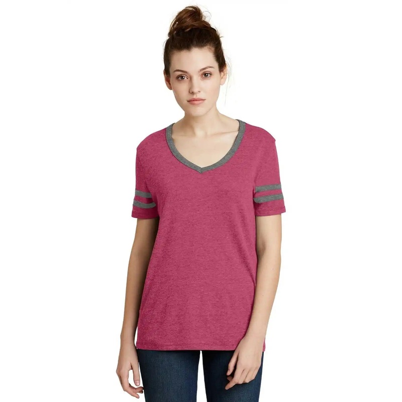 Alternative AA5058  Women’s Varsity Vintage 50/50 Tee – Vintage Pink Vintage Coal