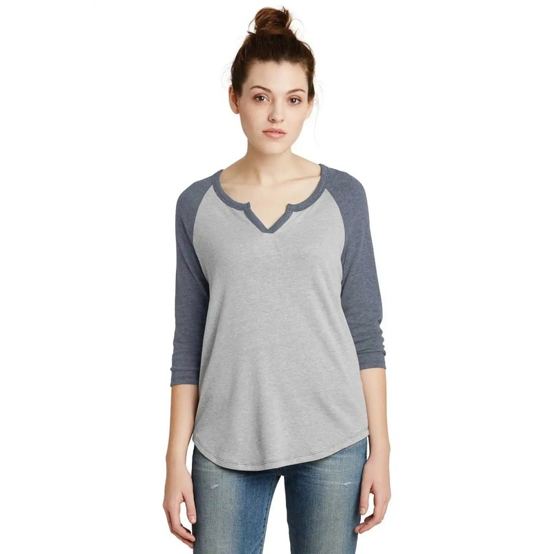 Alternative AA5060 Women’s Outfield 3/4-Sleeve Vintage 50/50 Tee – Silver Vintage Navy