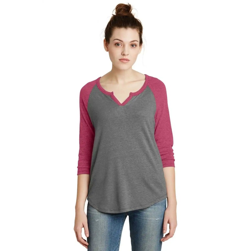 Alternative AA5060 Women’s Outfield 3/4-Sleeve Vintage 50/50 Tee – Vintage Coal Vintage Pink