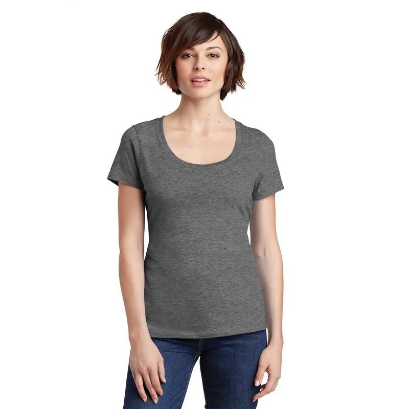 District DM106L Women’s Perfect Weight Scoop Tee – Heathered Nickel
