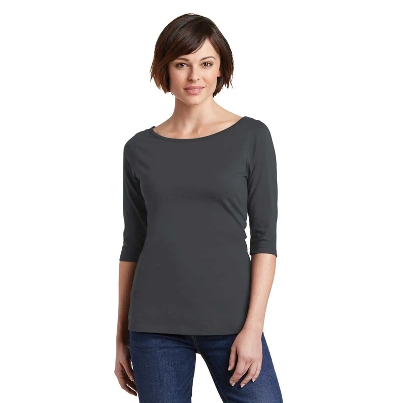 District DM107L Women’s Perfect Weight 3/4-Sleeve Tee – Charcoal
