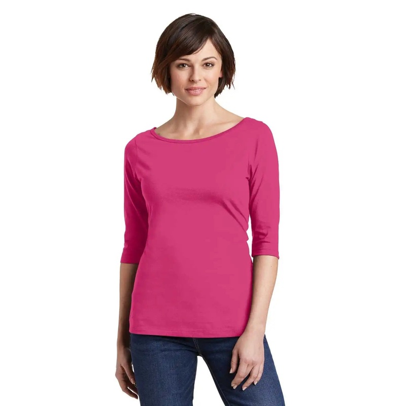 District DM107L Women’s Perfect Weight 3/4-Sleeve Tee – Dark Fuchsia