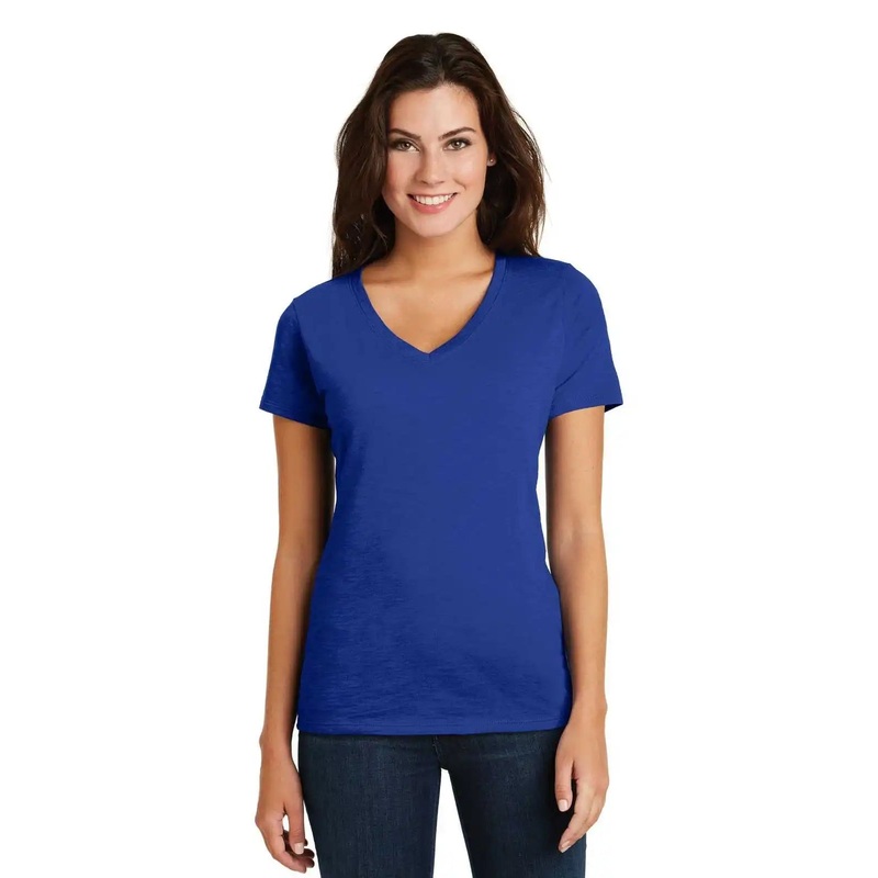 District DM3501 Women’s Super Slub V-Neck Tee – Deep Royal