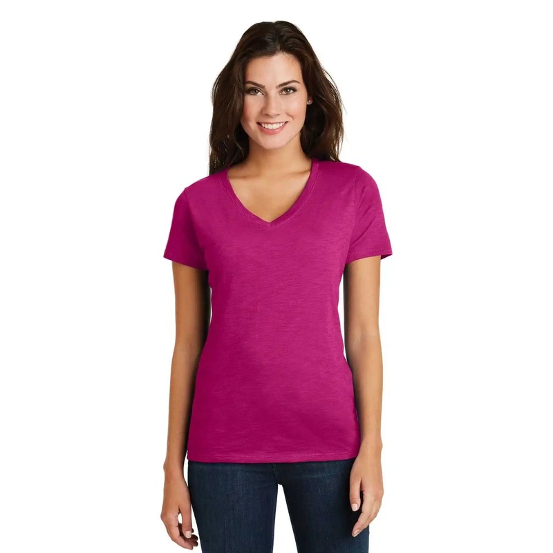 District DM3501 Women’s Super Slub V-Neck Tee – Pink Azalea