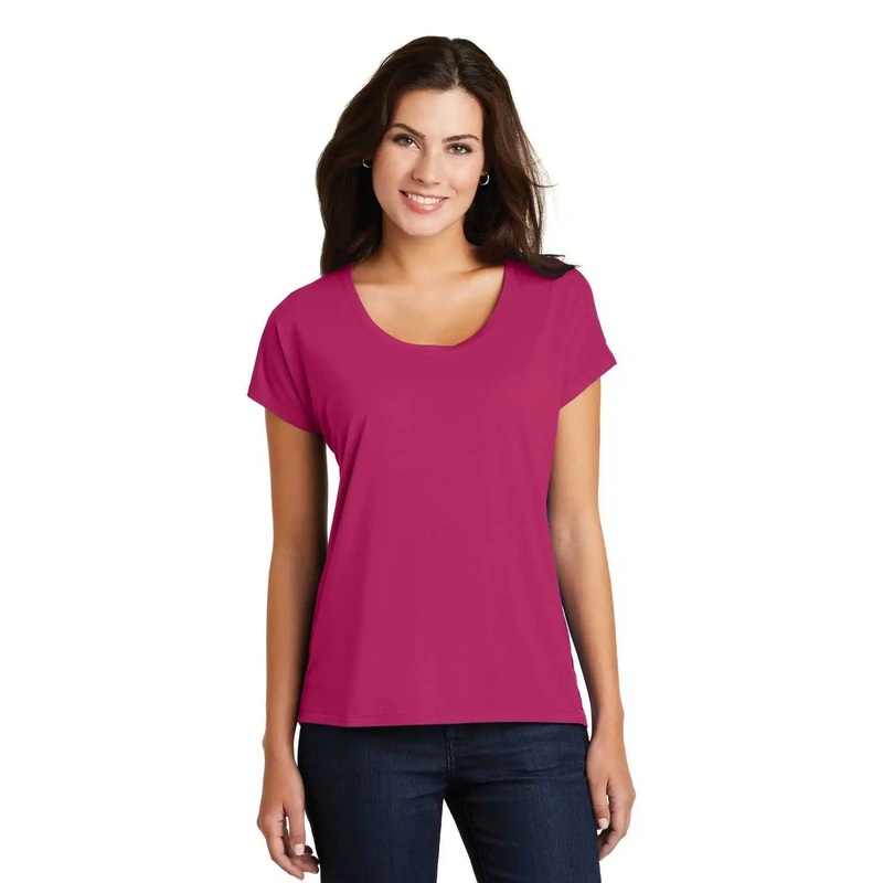 District DM412 Women’s Drapey Dolman Tee – Pink Azalea