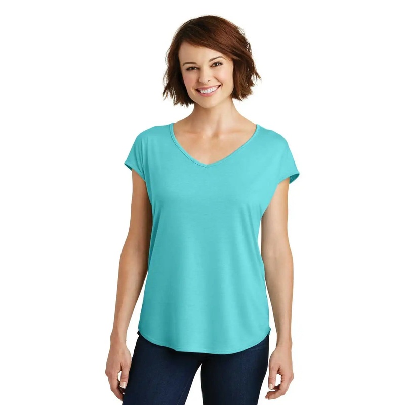 District DM416 Women’s Drapey Cross-Back Tee – Aqua Ice