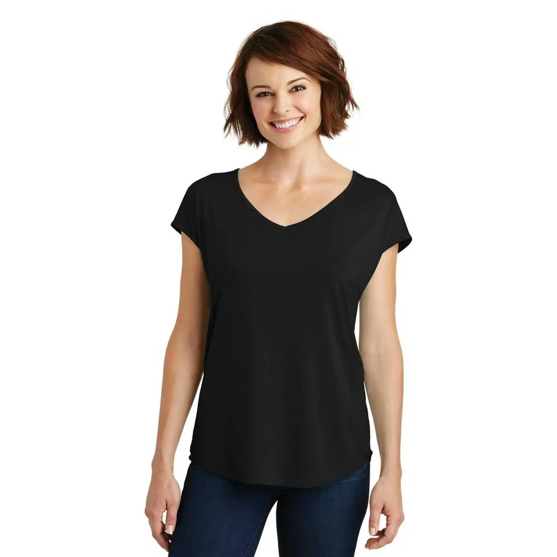 District DM416 Women’s Drapey Cross-Back Tee – Black