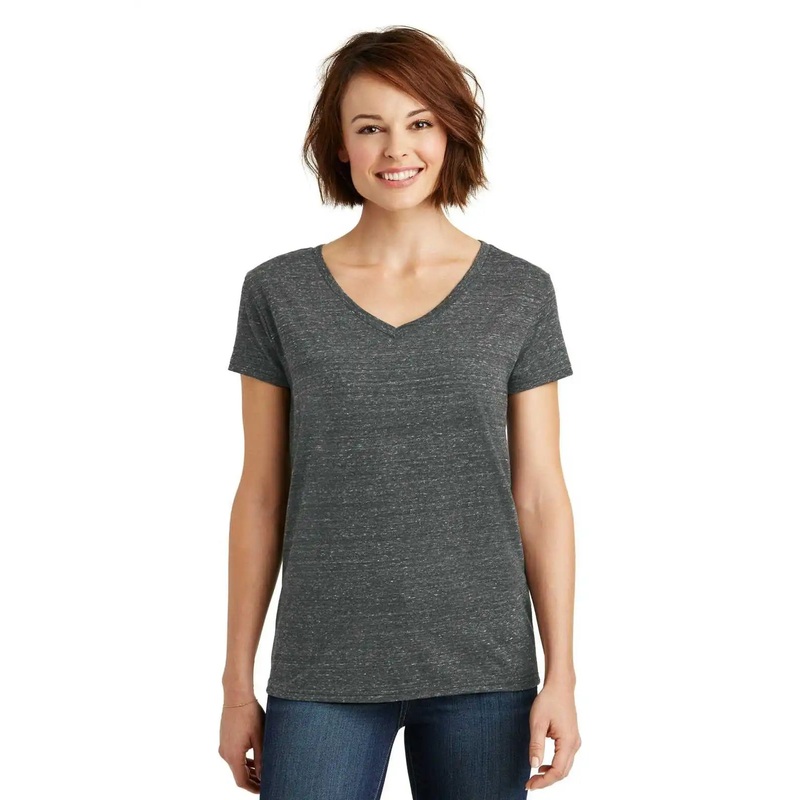 District DM465 Women’s Cosmic V-Neck Tee – Black Gray Cosmic