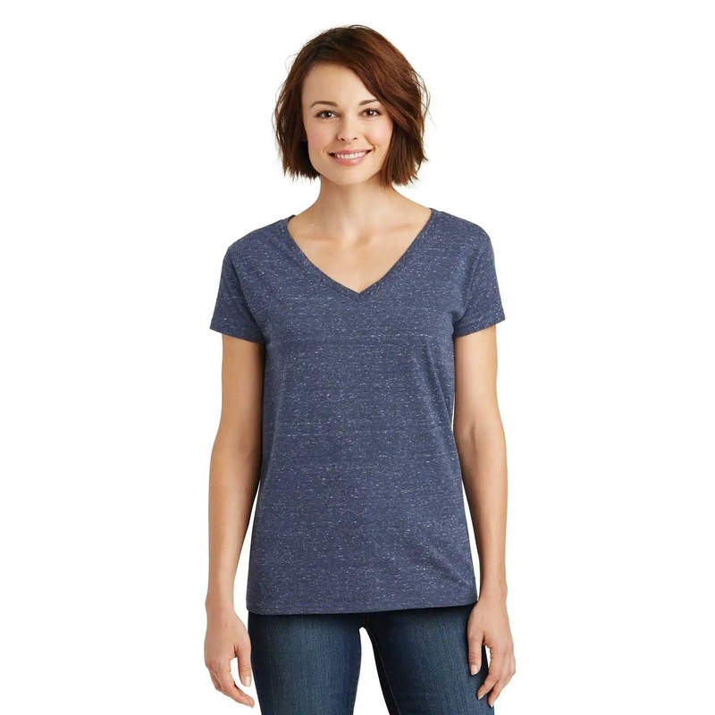 District DM465 Women’s Cosmic V-Neck Tee – Navy Royal Cosmic