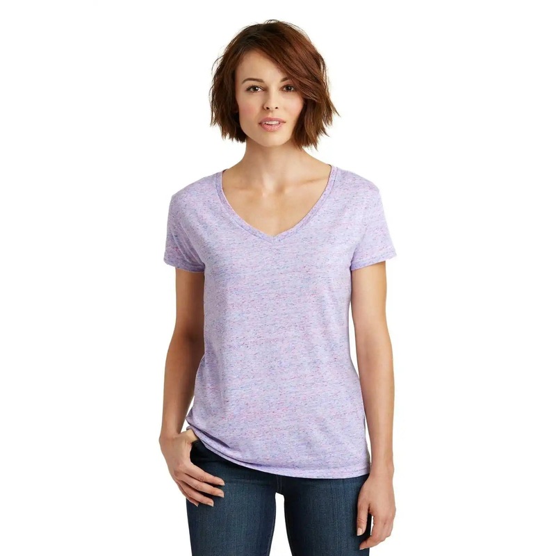 District DM465 Women’s Cosmic V-Neck Tee – White Pink Cosmic