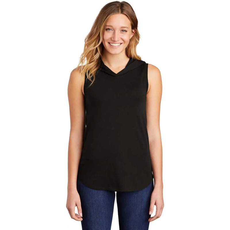 District DT1375 Women’s Perfect Tri Sleeveless Hoodie – Black