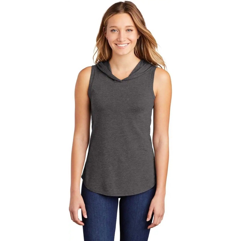 District DT1375 Women’s Perfect Tri Sleeveless Hoodie – Heathered Charcoal