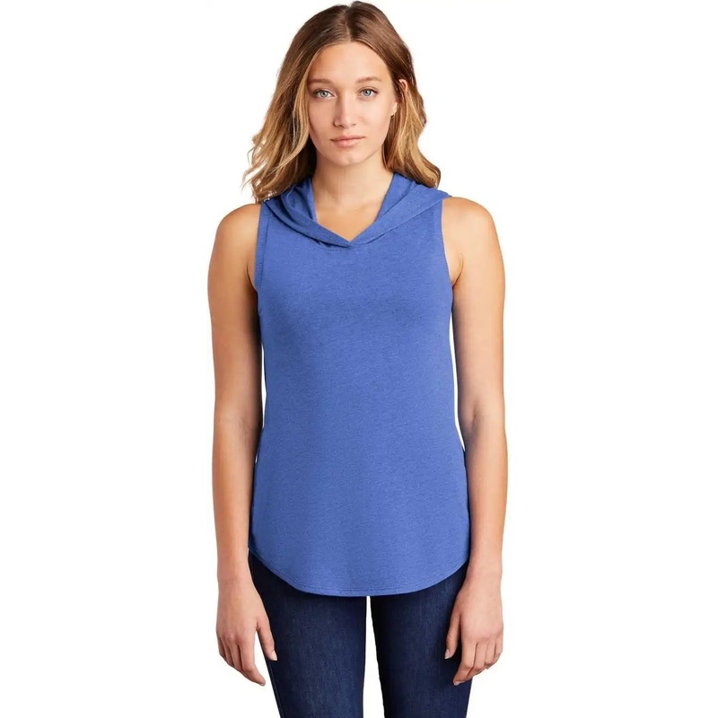 District DT1375 Women’s Perfect Tri Sleeveless Hoodie – Royal Frost
