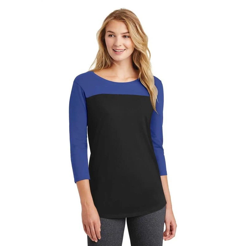 District DT2700 Women’s Rally 3/4-Sleeve Tee – Deep Royal Black