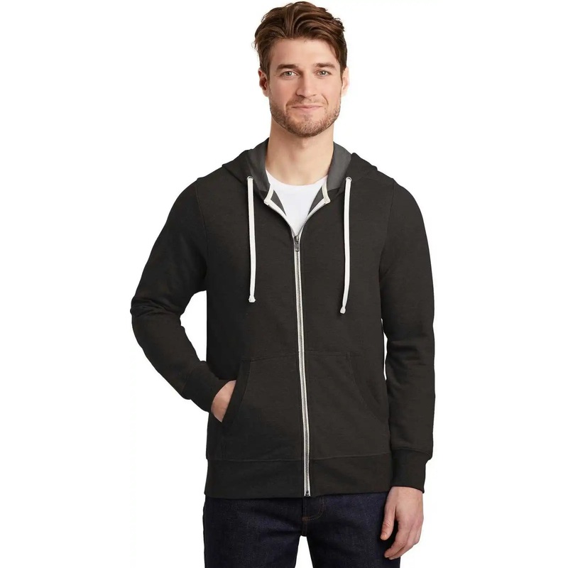 District DT356 Perfect Tri French Terry Full-Zip Hoodie – Black