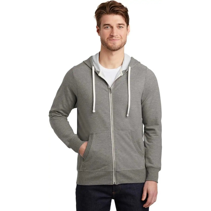 District DT356 Perfect Tri French Terry Full-Zip Hoodie – Gray Frost