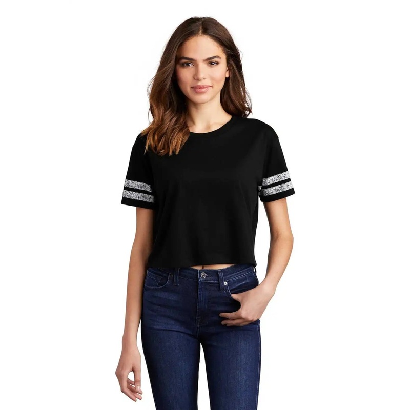 District DT488 Women’s Scorecard Crop Tee – Black White