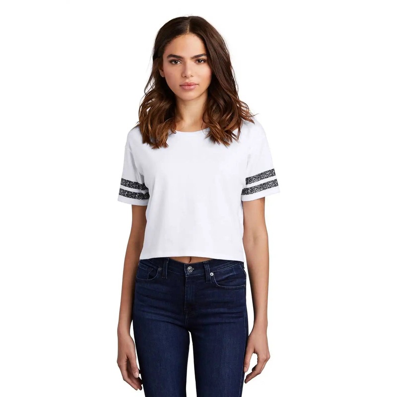 District DT488 Women’s Scorecard Crop Tee – White Black