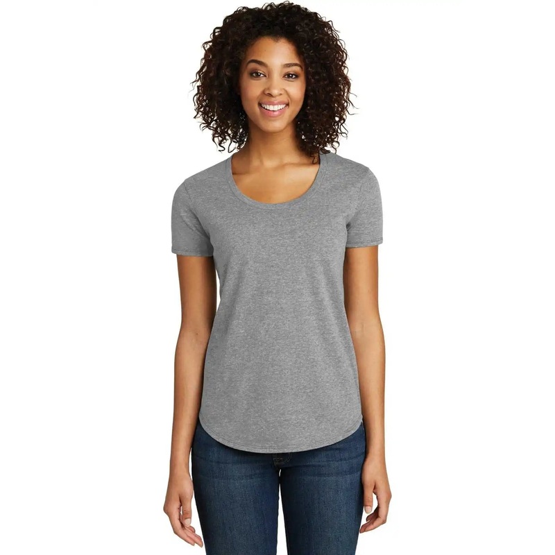 District DT6401 Women’s Fitted Very Important Tee Scoop Neck – Gray Frost