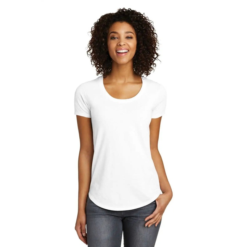 District DT6401 Women’s Fitted Very Important Tee Scoop Neck – White