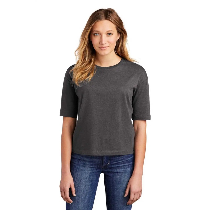 District DT6402 Women’s V.I.T. Boxy Tee – Heathered Charcoal