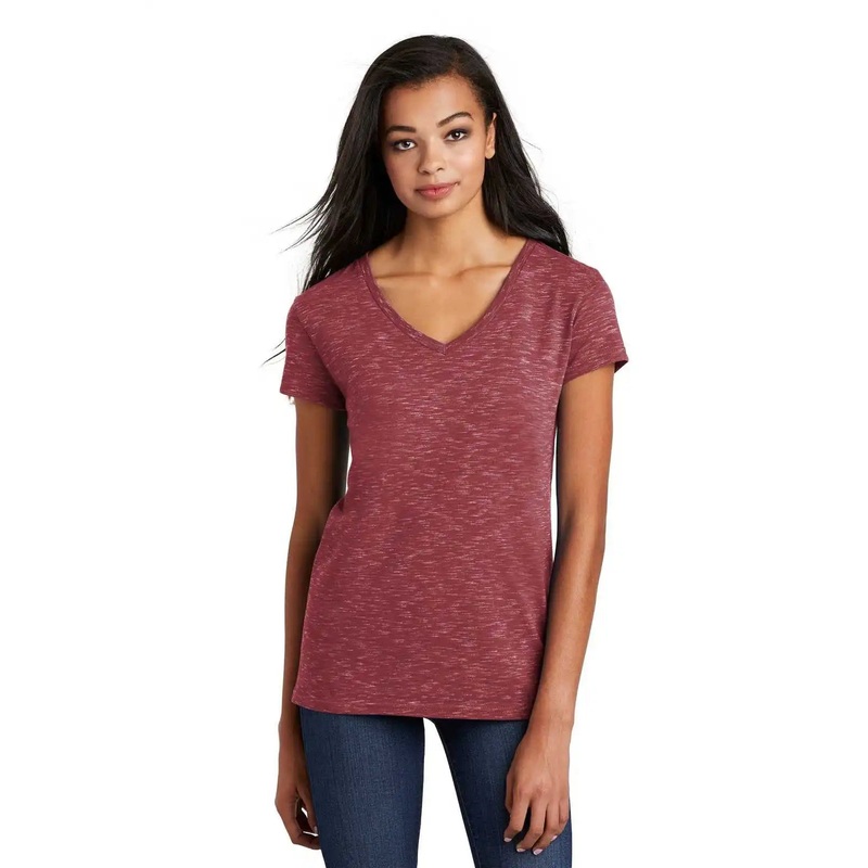 District DT664 Women’s Medal V-Neck Tee – Cardinal