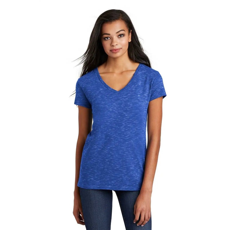 District DT664 Women’s Medal V-Neck Tee – Deep Royal
