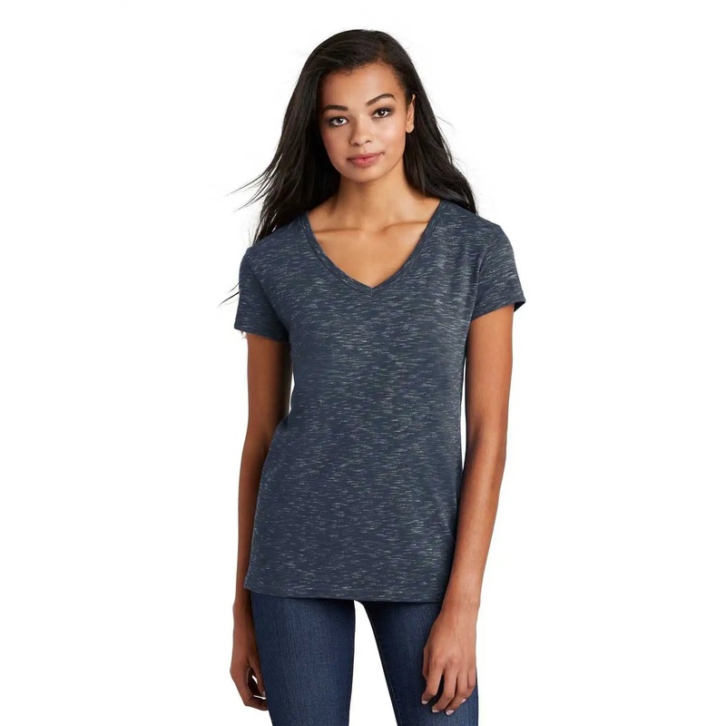 District DT664 Women’s Medal V-Neck Tee – New Navy
