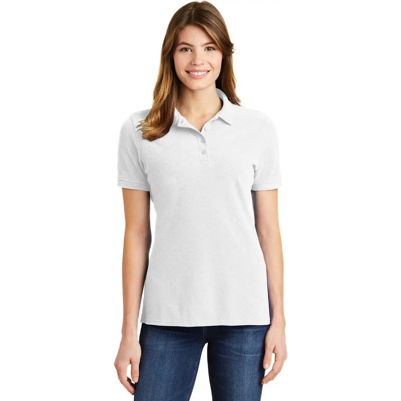 Port & Company LKP1500 Ladies Combed Ring Spun Pique Polo – White