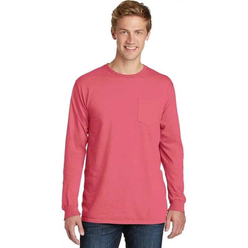 Port & Company PC099LSP Beach Wash Garment-Dyed Long Sleeve Pocket Tee – Fruit Punch