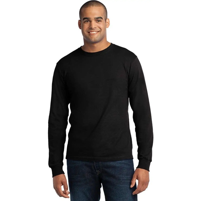 Port & Company USA100LS Long Sleeve All-American Tee – Black