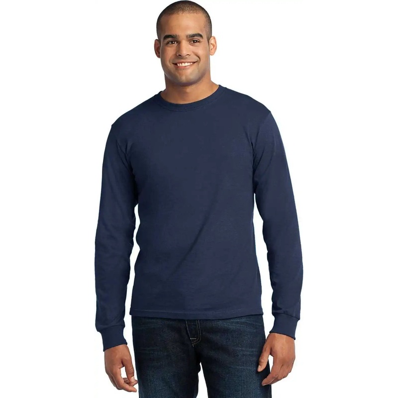 Port & Company USA100LS Long Sleeve All-American Tee – Navy
