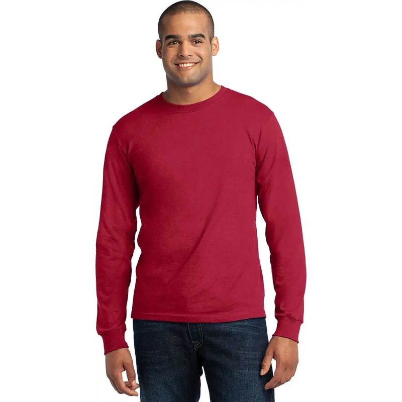 Port & Company USA100LS Long Sleeve All-American Tee – Red