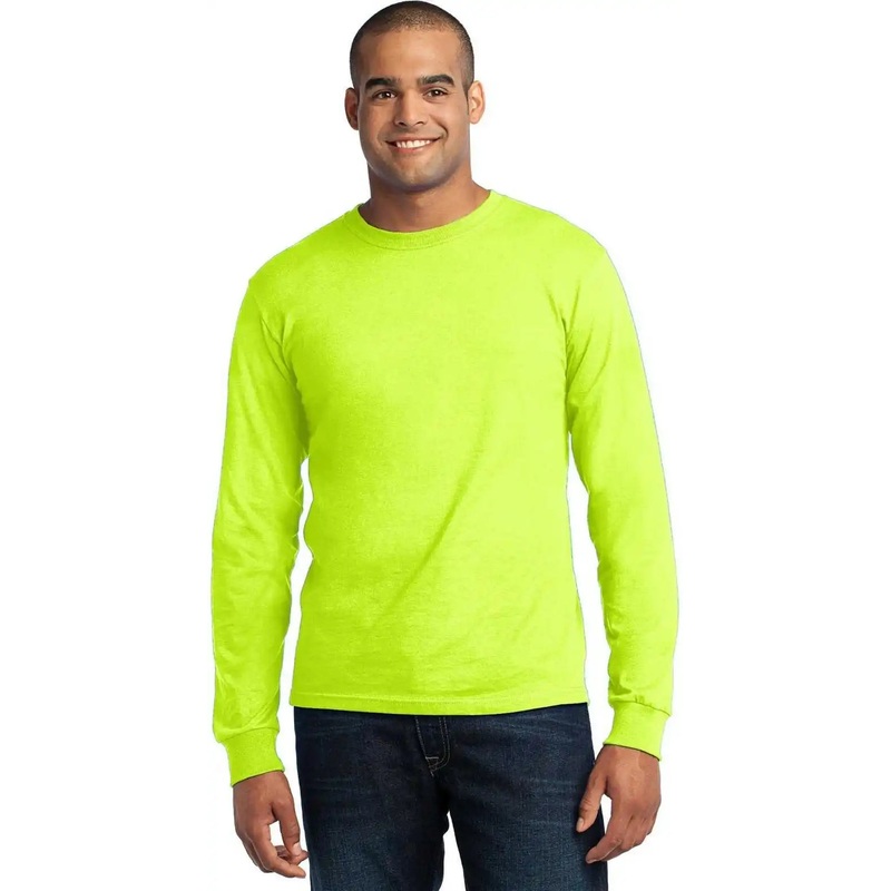 Port & Company USA100LS Long Sleeve All-American Tee – Safety Green