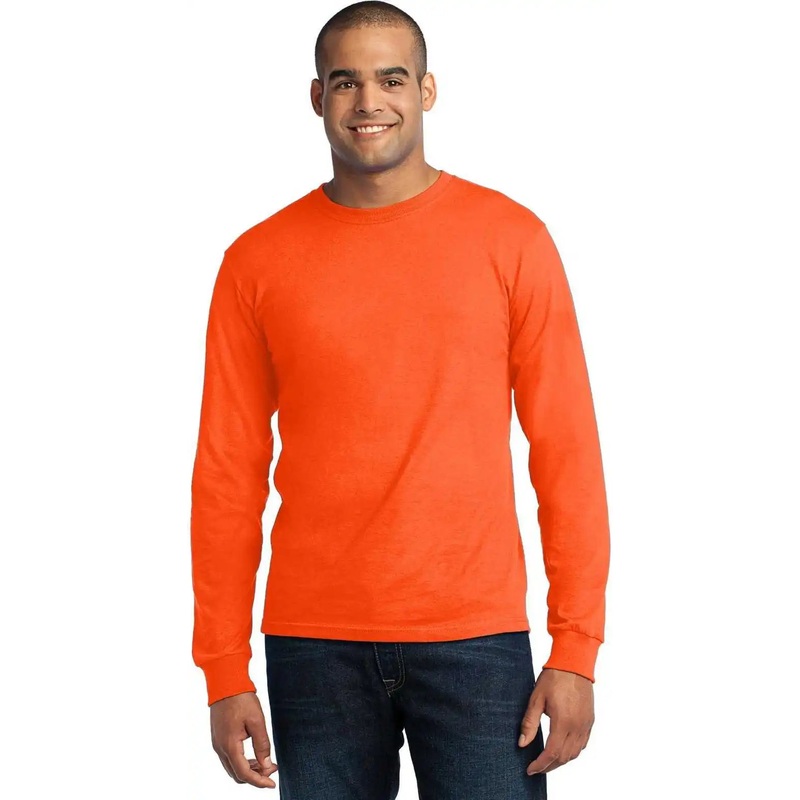 Port & Company USA100LS Long Sleeve All-American Tee – Safety Orange