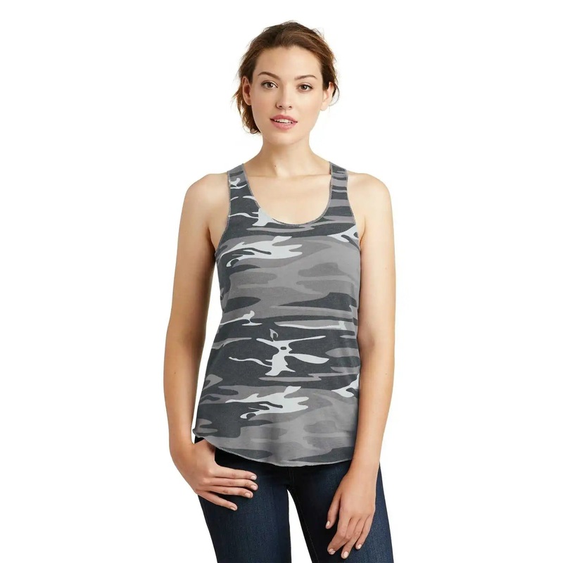 Alternative AA1927 Discontinued Women’s Meegs Eco-Jersey Racer Tank – Gray Camo