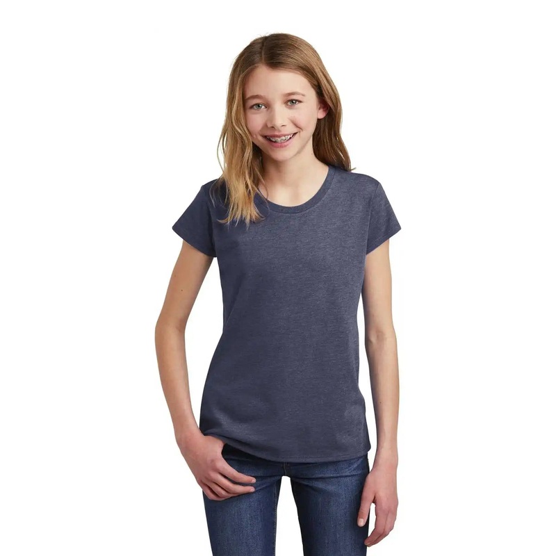 District DT6001YG Girls Very Important Tee – Heathered Navy
