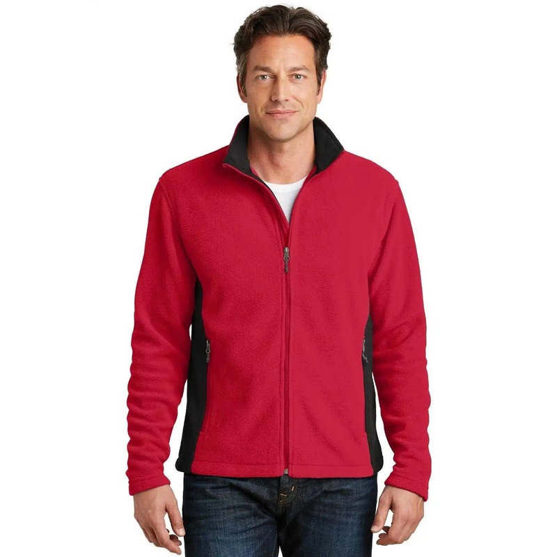 Port Authority F216 Colorblock Value Fleece Jacket – Rich Red Black