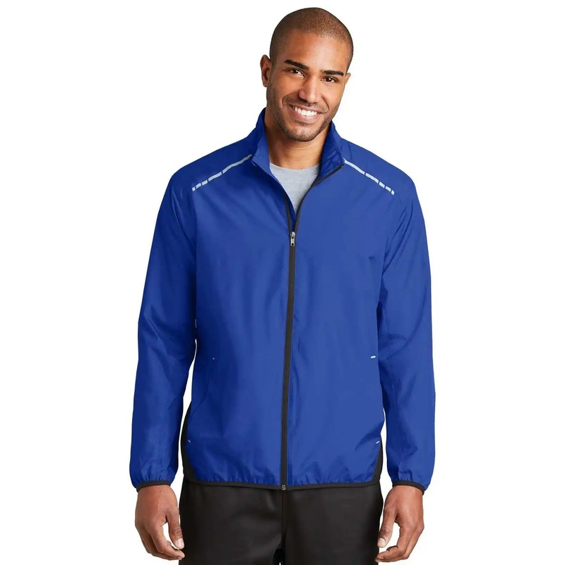 Port Authority J345 Zephyr Reflective Hit Full-Zip Jacket – True Royal Deep Black