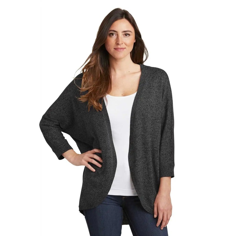 Port Authority LSW416 Ladies Marled Cocoon Sweater – Black Marl
