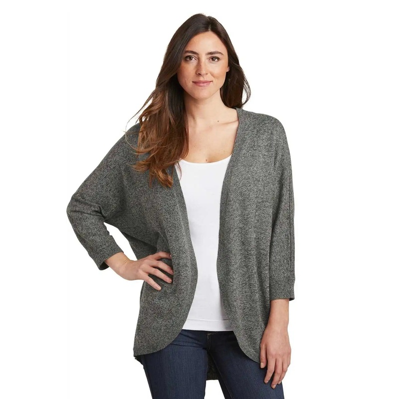 Port Authority LSW416 Ladies Marled Cocoon Sweater – Warm Gray Marl