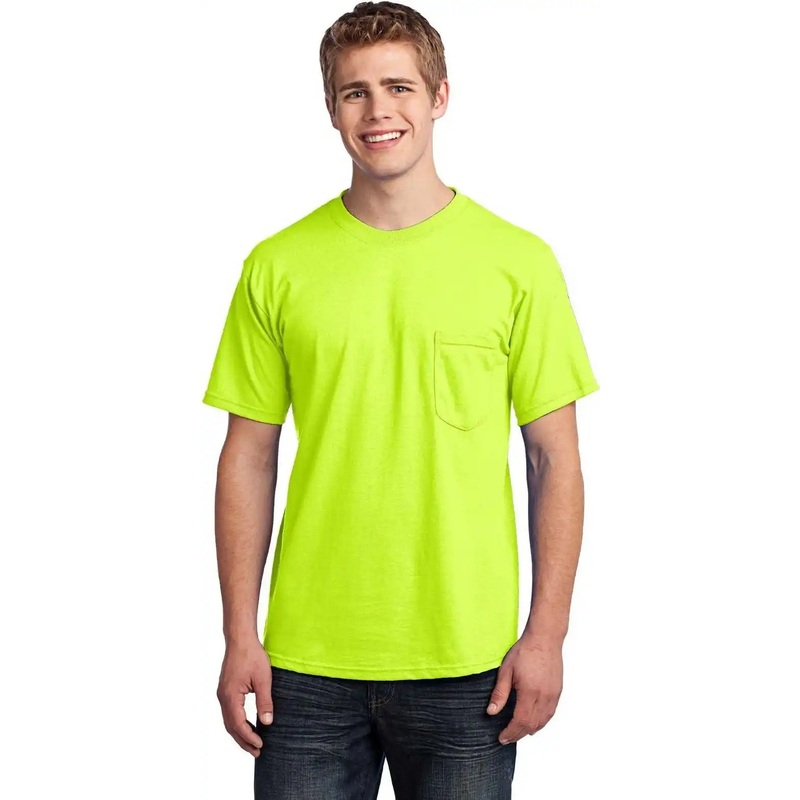 Port & Company USA100P All-American Pocket Tee – Safety Green