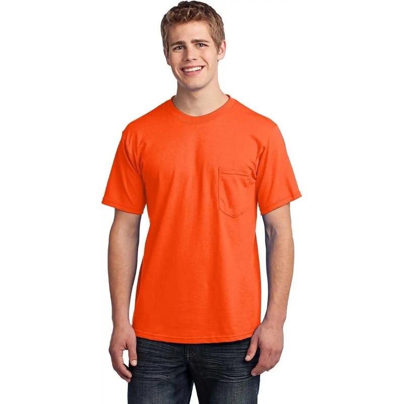 Port & Company USA100P All-American Pocket Tee – Safety Orange