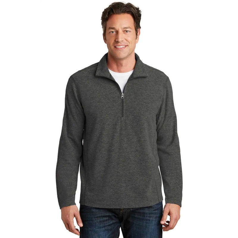 Port Authority F234 Heather Microfleece 1/2-Zip Pullover – Black Charcoal Heather